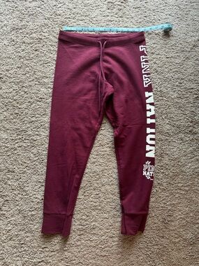 PINK Victoria's Secret Maroon Jogger Sweatpants with White Side Logo